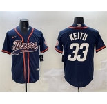 Men's Detroit Tigers #33 Colt Keith Navy With Patch Cool Base Stitched Baseball Jersey