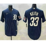 Men's Detroit Tigers #33 Colt Keith Navy With Patch Cool Base Stitched Jersey