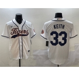 Men's Detroit Tigers #33 Colt Keith White With Patch Cool Base Stitched Baseball Jersey
