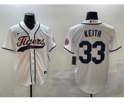 Men's Detroit Tigers #33 Colt Keith White With Patch Cool Base Stitched Baseball Jersey