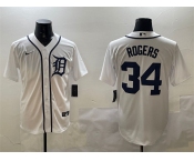 Men's Detroit Tigers #34 Jake Rogers White Cool Base Stitched Baseball Jersey
