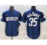 Men's Detroit Tigers #35 Justin Verlander Navy 2024 City Connect Cool Base Limited Stitched Jersey