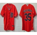 Men's Detroit Tigers #35 Justin Verlander Orange Cool Base Jersey