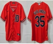 Men's Detroit Tigers #35 Justin Verlander Orange Cool Base Jersey