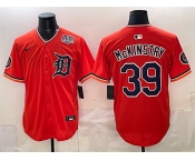 Men's Detroit Tigers #39 Zach McKinstry Orange 2026 Alternate USA 250' Patch Vapor Premier Limited Stitched Baseball Jersey
