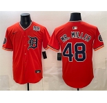 Men's Detroit Tigers #48 Mr. Miller Orange 2026 Alternate USA 250' Patch Vapor Premier Limited Stitched Baseball Jersey