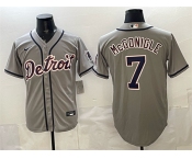 Men's Detroit Tigers #7 Kevin McGonigle Grey Cool Base Stitched Baseball Jersey