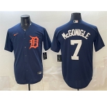 Mens Detroit Tigers #7 Kevin McGonigle Navy Cool Base Stitched Baseball Jersey