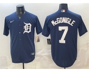 Men's Detroit Tigers #7 Kevin McGonigle Navy Cool Base Stitched Baseball Jersey