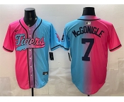 Men's Detroit Tigers #7 Kevin McGonigle Pink Blue Limited Stitched Baseball Jersey