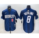 Men's Detroit Tigers #8 Matt Vierling Number Navy 2024 City Connect Cool Base Limited Stitched Jersey