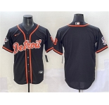 Men's Detroit Tigers Blank Black With Patch Cool Base Stitched Baseball Jersey