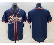 Men's Detroit Tigers Blank Navy Cool Base Stitched Baseball Jersey