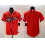 Men's Detroit Tigers Blank Orange With Patch Cool Base Stitched Baseball Jersey