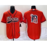 Men's Detroit Tigers Orange Team Big Logo Cool Base Stitched Baseball Jersey