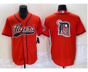 Men's Detroit Tigers Orange Team Big Logo Cool Base Stitched Baseball Jersey