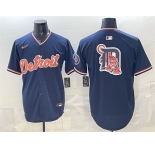 Men's Detroit Tigers Team Big Logo Navy 2026 Alternate Vapor Premier Limited Stitched Baseball Jersey