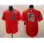 Men's Detroit Tigers Team Big Logo Orange 2026 Alternate USA 250' Patch Vapor Premier Limited Stitched Baseball Jersey