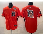 Men's Detroit Tigers Team Big Logo Orange 2026 Alternate USA 250' Patch Vapor Premier Limited Stitched Baseball Jersey