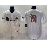 Men's Detroit Tigers Team Big Logo White 'Motor Gothic Edition' Vapor Premier Limited Stitched Baseball Jersey