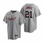 Men's Nike Detroit Tigers #21 JaCoby Jones Gray Road Stitched Baseball Jersey