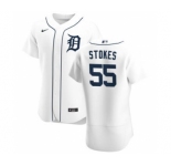 Men's Nike Detroit Tigers #55 Troy Stokes Jr. White Home 2020 Authentic Player Baseball Jersey