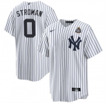Men's New York Yankees #0 Marcus Stroman White 2024 World Series With Name Cool Base Stitched Baseball Jersey