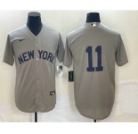 Men's New York Yankees #11 Anthony Volpe 2021 Grey Field of Dreams Cool Base Stitched Baseball Jersey