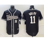 Men's New York Yankees #11 Anthony Volpe Black With Patch Cool Base Stitched Baseball Jersey