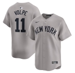 Men's New York Yankees #11 Anthony Volpe Gray 2024 Away Limited Cool Base Stitched Baseball Jersey