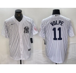 Men's New York Yankees #11 Anthony Volpe Name White With Patch 2024 Cool Base Stitched Jersey