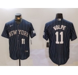 Men's New York Yankees #11 Anthony Volpe Navy Pinstripe Fashion Cool Base Jerseys