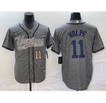 Men's New York Yankees #11 Anthony Volpe Number Grey Gridiron Cool Base Stitched Baseball Jersey