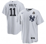 Men's New York Yankees #11 Anthony Volpe White 2024 World Series With Name Cool Base Stitched Baseball Jersey