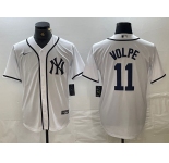 Men's New York Yankees #11 Anthony Volpe White Fashion Cool Base Jersey