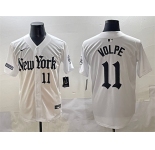 Men's New York Yankees #11 Anthony Volpe White 'Gothic Legacy Edition' Vapor Premier Limited Stitched Baseball Jersey