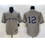 Men's New York Yankees #12 Trent Grisham Grey Cool Base Stitched Baseball Jersey