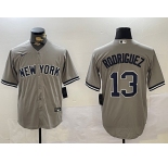 Men's New York Yankees #13 Alex Rodriguez Grey Cool Base Stitched Jersey