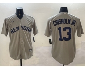 Men's New York Yankees #13 Jazz Chisholm Jr. Grey Cool Base Stitched Baseball Jersey