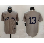 Men's New York Yankees #13 Jazz Chisholm Jr Grey Cool Base Stitched Jersey