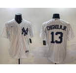 Men's New York Yankees #13 Jazz Chisholm Jr. White Cool Base Stitched Baseball Jersey