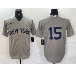 Men's New York Yankees #15 Thurman Munson Grey Stitched Nike Cool Base Jersey