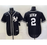 Men's New York Yankees #2 Derek Jeter 2026 Fashion Replica Black Out Stitched Baseball Jersey