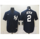 Men's New York Yankees #2 Derek Jeter Authentic Navy Blue Nike MLB Jersey