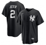 Men's New York Yankees #2 Derek Jeter Black Lights Out Limited Stitched Baseball Jersey