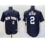 Men's New York Yankees #2 Derek Jeter Black Limited Stitched Baseball Jersey