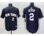 Men's New York Yankees #2 Derek Jeter Black Limited Stitched Baseball Jersey