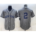 Men's New York Yankees #2 Derek Jeter No Name Grey Gridiron Cool Base Stitched Jersey