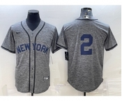 Men's New York Yankees #2 Derek Jeter No Name Grey Gridiron Cool Base Stitched Jersey