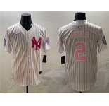 Men's New York Yankees #2 Derek Jeter Pink With Patch Limited Stitched Baseball Jersey